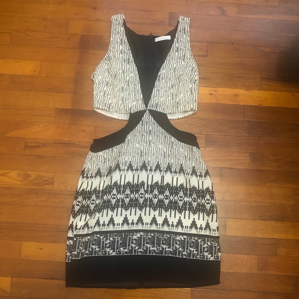 Cutout Black and White Print Dress
